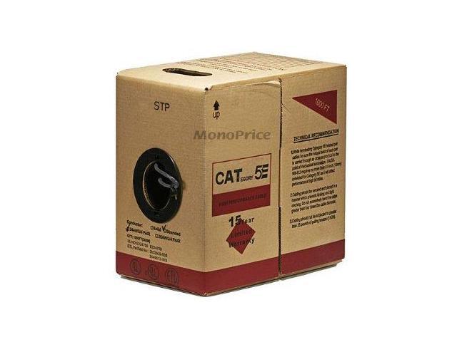 Monoprice Cat5e Ethernet Bulk Cable - 1000 Feet - Gray Network Internet Cord - Stranded, 350Mhz, STP, CM, Pure Bare Copper Wire, 24AWG
