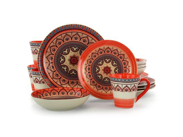 Elama Zen Rust Mozaik 16 Piece Dinnerware Set