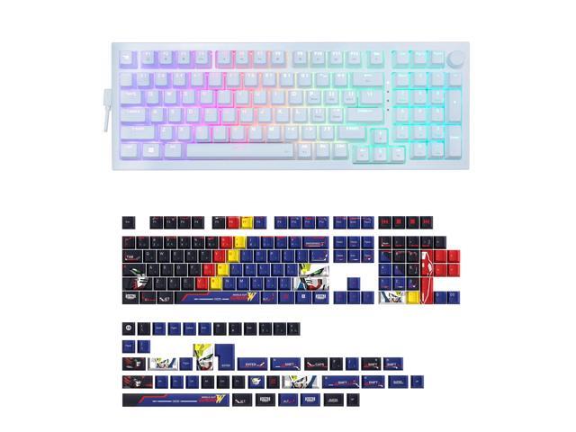iBUYPOWER MK9 Pro RGB Mechanical Gaming Keyboard / Linear Switches + HYTE Mobile Suit Gundam Wing Keycap Bundle - White