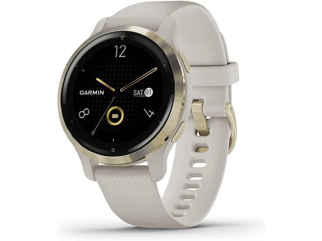 Garmin Venu 2S, Smaller-Sized GPS Smartwatch with Advanced Health Monitoring and Fitness Features, Light Gold Bezel with Tan Case and Silicone.