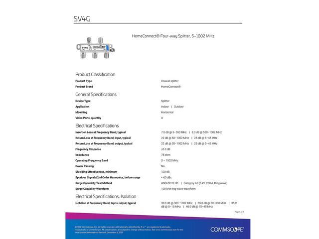 Commscope SV-4G 4-way Coaxial Digital Splitter 5-1000mhz