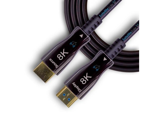 SatelliteSale Digital Fiber Optic 8K HDMI 2.1 Cable 8K/60Hz, 48Gbps PVC Black Cord 100 feet