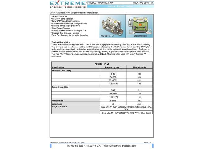 Extreme Broadband MoCA POE-BB1SP-VF 6kV Surge Protection