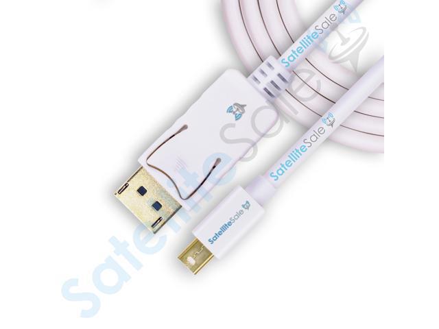 SatelliteSale Mini DisplayPort to Display Port DP Cable Male to Male (4K/30Hz, 8.64Gbps) PVC White Cord (3 feet)