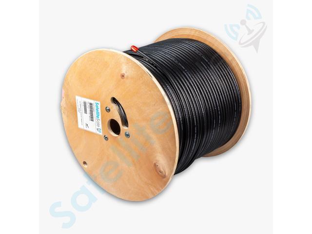 SatelliteSale RG6 Trishield 77% Coaxial Cable with Messenger Wire PVC Black 1000 feet