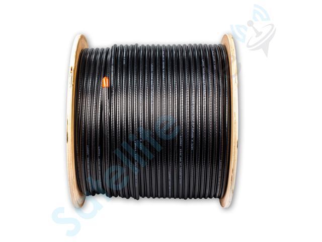 SatelliteSale RG6 Trishield 77% Coaxial Cable with Messenger Wire PVC Black 1000 feet