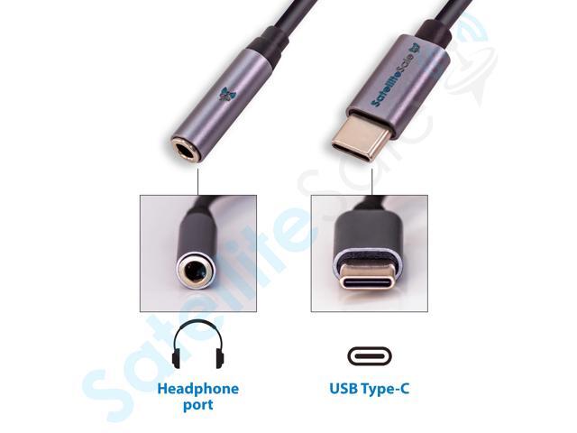 SatelliteSale Universal USB Type C to AUX 3.5mm Jack Audio Adapter Male to Female Converter