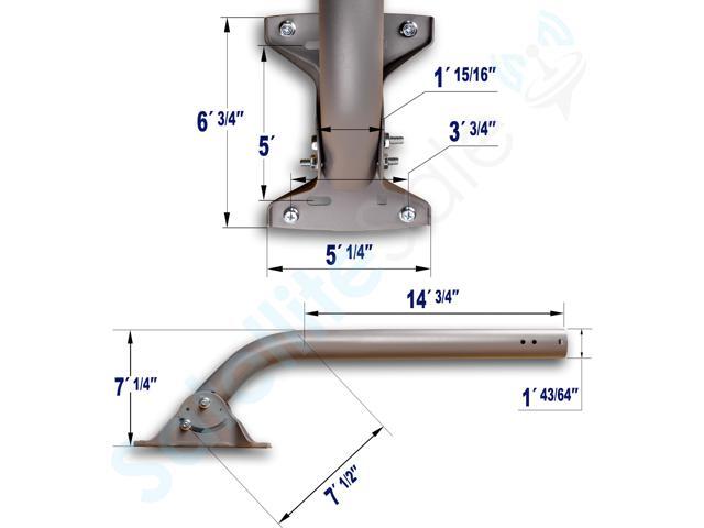 SatelliteSale Universal J Pipe Roof Antenna Mount 1-5/8 Diameter Compatible with DISH Network Satellite Dishes 22 inches Long