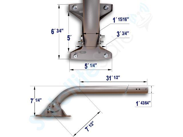 Starlink J-Pipe Mount Kit Compatible with V2 Rectangular Dish by SatelliteSale 39 inches Long