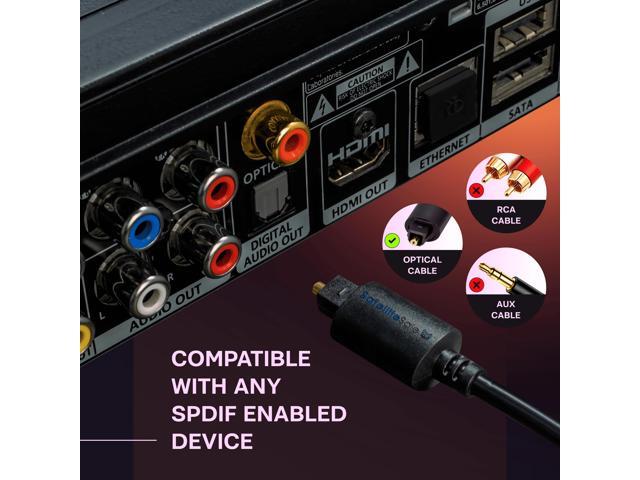 SatelliteSale Digital Toslink SPDIF Audio Optical Fiber Cable Universal Wire PVC for Television Sound Bar Home Theater Black Cord 1.5 feet - image 6