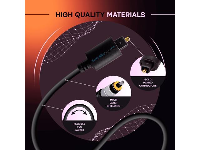 SatelliteSale Digital Toslink SPDIF Audio Optical Fiber Cable Universal Wire PVC Black Cord 15 feet
