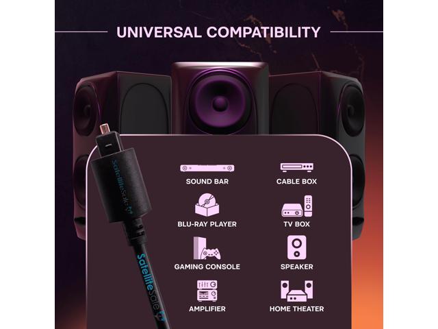 SatelliteSale Digital Toslink SPDIF Audio Optical Fiber Cable PVC Black Cord (6 feet)