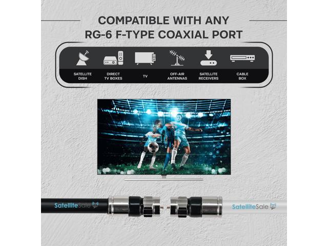 SatelliteSale Digital 75Ohm RG-6/U Coaxial Cable with F-Type Connector Indoor/Outdoor Universal Wire White Cord 100 feet - image 2