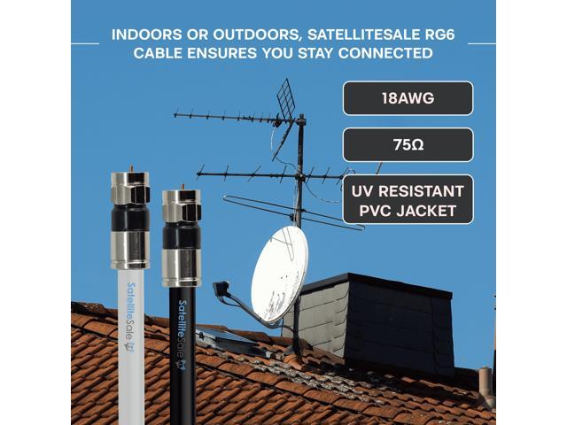 SatelliteSale Digital 75Ohm RG-6/U Coaxial Cable with F-Type Connector Indoor/Outdoor Universal Wire Black Cord 6 feet - image 5