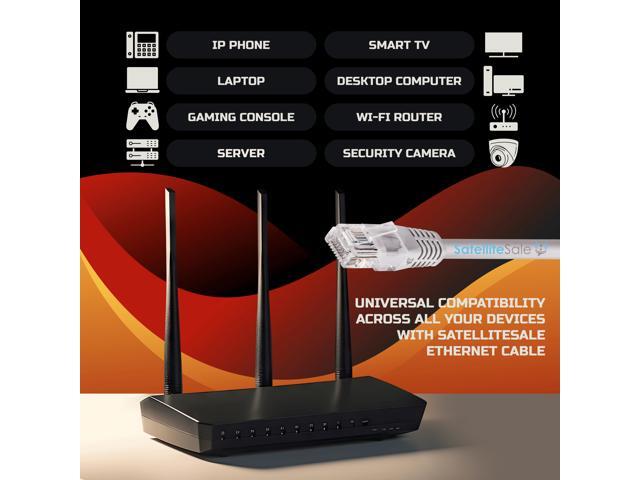 SatelliteSale RJ45 Cat-5e Network Ethernet UTP 4 Path Internet Cable 100 MHz 1000 Mbps Universal Wire Gray Cord 1.5 feet