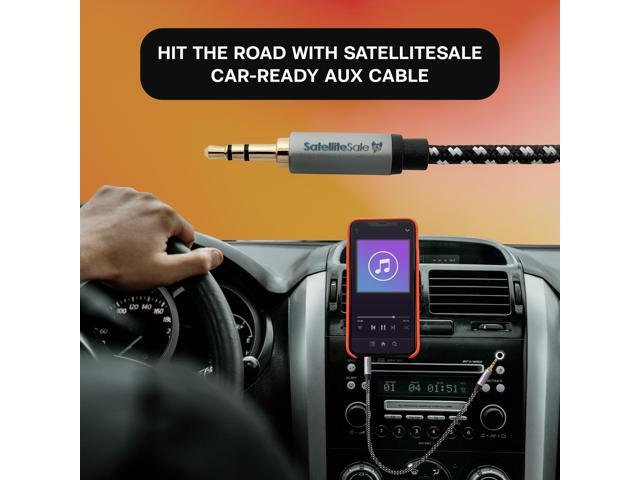SatelliteSale Auxiliary 3.5mm Audio Jack Male to Male Digital Stereo Aux Cable Universal Wire Black/White Nylon Cord 3 feet