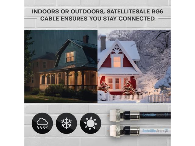 SatelliteSale Digital RG-6/U 75 Ohm Coaxial Cable with F-Type Waterproof Connectors Indoor/Outdoor Universal Wire Black Cord 25 feet - image 4