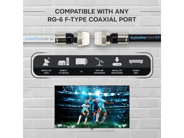 SatelliteSale Digital RG-6/U 75 Ohm Coaxial Cable with F-Type Waterproof Connectors Indoor/Outdoor Universal Wire White Cord 100 feet - image 2