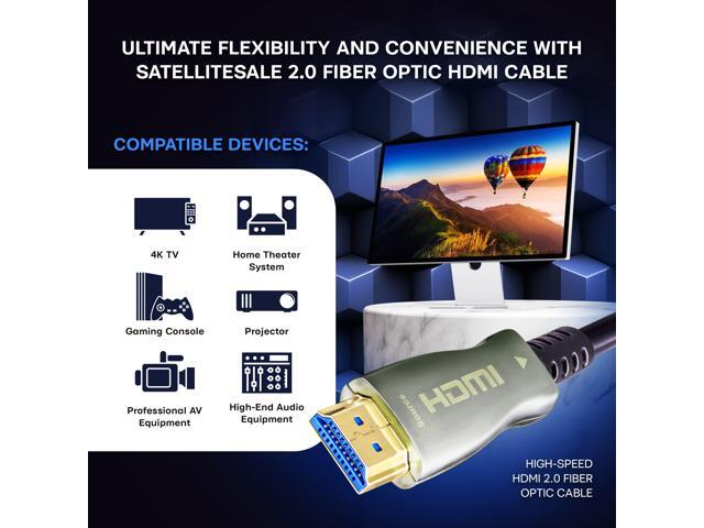 SatelliteSale Digital High-Speed HDMI 2.0 Fiber Optic Cable 4K/60Hz 18Gbps Black 2160p Universal Wire PVC Cord for TVs Gaming Consoles 100 feet - image 2