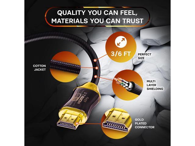 SatelliteSale Digital Ultra High Speed HDMI 2.1 Cable for Home Theater and Office 4K/120Hz 8K/60Hz 48Gbps Universal Wire Black Cotton Cord 6 feet - image 3