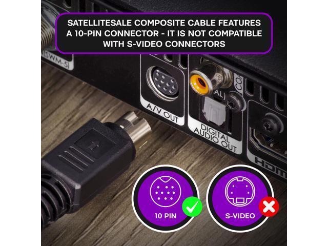 SatelliteSale Audio Video 10 Pin RCA Composite DirecTV Replacement Cable Universal Wire PVC Black Cord 6 feet