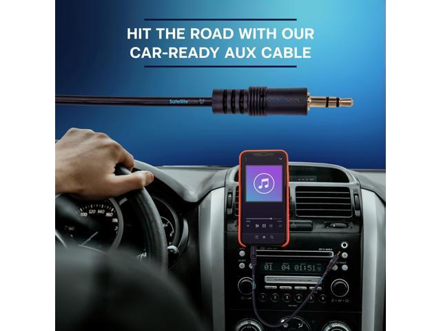 SatelliteSale Auxiliary 3.5mm Audio Jack Male to Male Digital Stereo Aux Cable Universal Wire PVC Black Cord 3 feet