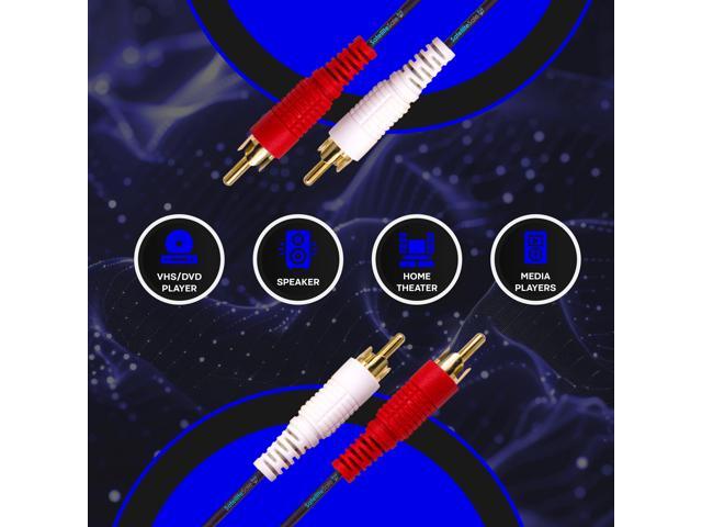 SatelliteSale 2 Male to 2 Male RCA Audio Stereo Composite Cable Universal Wire PVC Black Cord 3 feet