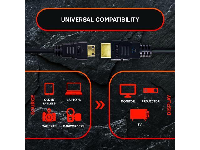 SatelliteSale Digital 1.4 Mini HDMI To HDMI Cable Universal Wire 4K/30Hz 10.2Gbps PVC 2160p Black Cord 3 Feet