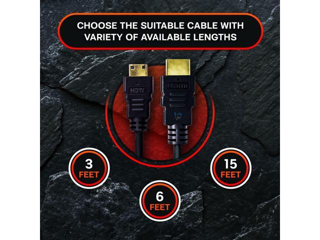 SatelliteSale Digital 1.4 Mini HDMI To HDMI Cable Universal Wire 4K/30Hz 10.2Gbps PVC 2160p Black Cord 3 Feet