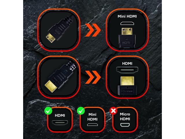 SatelliteSale Digital 1.4 Mini HDMI To HDMI Cable Universal Wire 4K/30Hz 10.2Gbps PVC 2160p Black Cord 3 Feet