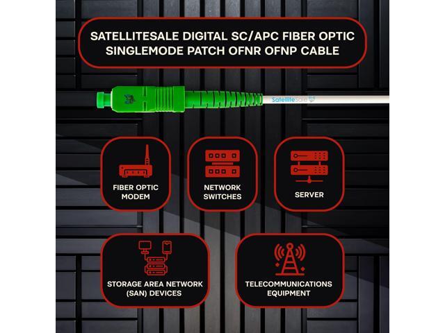 SatelliteSale Digital SCP/AC Fiber Optic OFNR Patch Cable Simplex SC-Standard Connector 2.9mm O. D. White Cord 6 feet