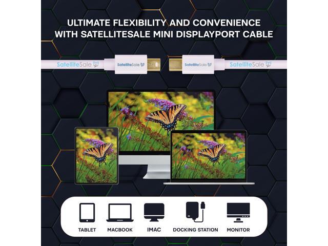 SatelliteSale Mini DisplayPort to Mini DisplayPort DP Cable Male to Male 4K/30Hz 8.64Gbps Universal Wire PVC White Cord 15 feet
