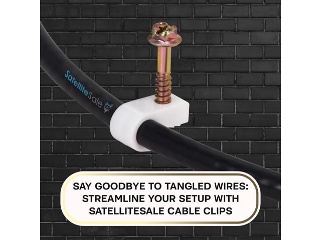 SatelliteSale Single Screw White Clips for Ethernet Internet Telephone Cable TV Wire Cable Management 100 Pcs