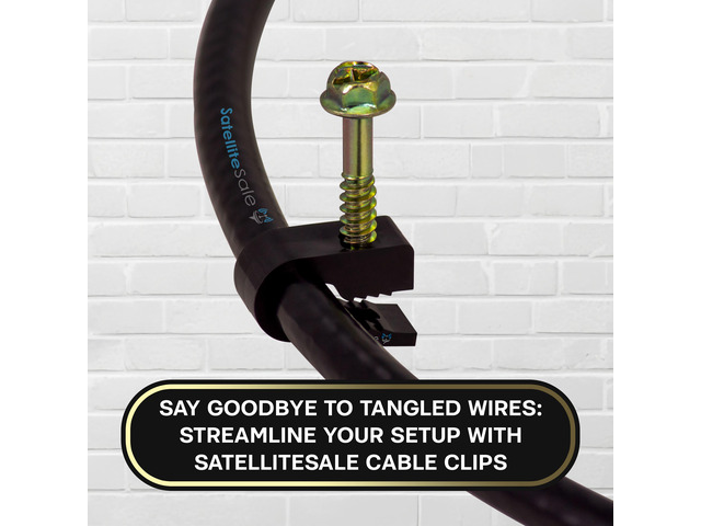 SatelliteSale Single Screw Black Clips for Ethernet Internet Telephone Cable TV Wire Cable Management 100 Pcs