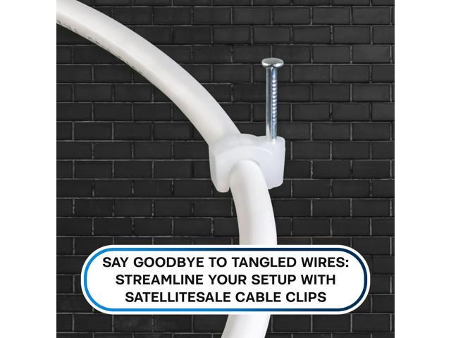 SatelliteSale Single Nail White Round Clips for Ethernet Coaxial Telephone Cable TV Wire Cable Management 100 Pcs