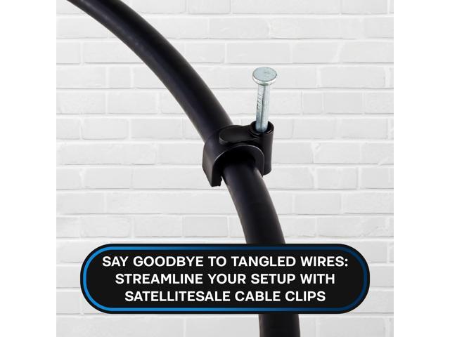 SatelliteSale Single Nail Black Round Clips for Ethernet Coaxial Telephone Cable TV Wire Cable Management 100 Pcs