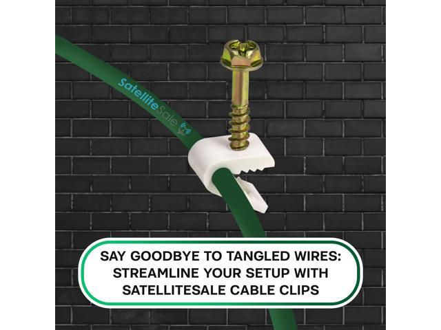 SatelliteSale Single Ground Screw White Clips for Single Antenna Ground Wire Cable Management 100 Pcs