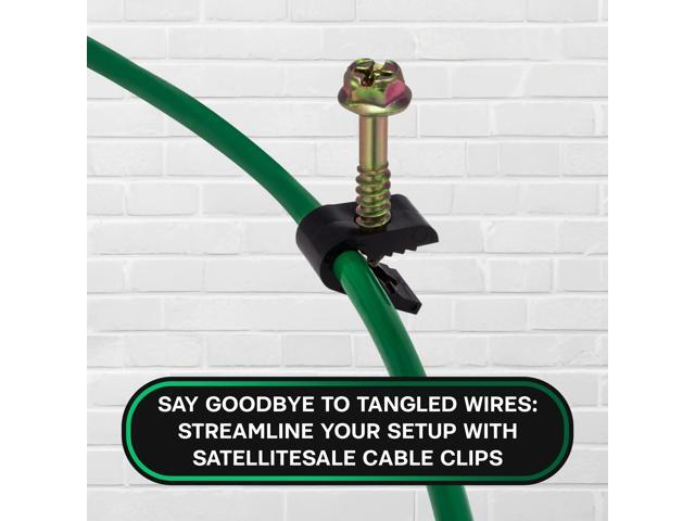 SatelliteSale Single Ground Screw Black Clips for Single Antenna Ground Wire Cable Management 100 Pcs