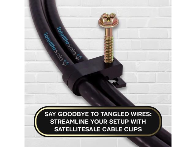 SatelliteSale Dual Siamiese Screw Black Clips for Ethernet Internet Telephone Cable TV Wire Cable Management 100 Pcs