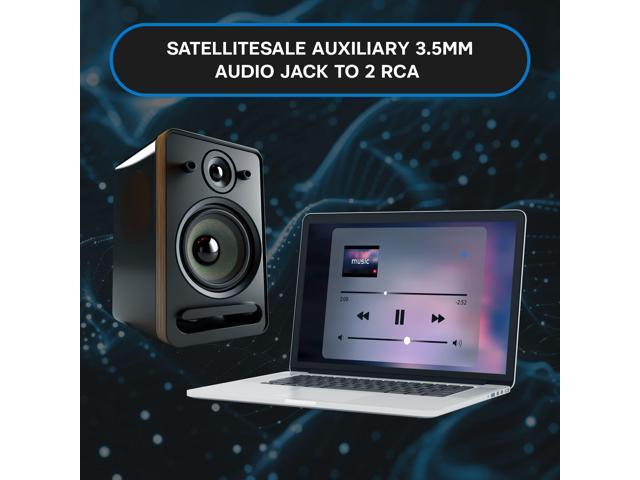 SatelliteSale Auxiliary 3.5mm Audio Jack to 2 RCA Digital Stereo Composite Aux Cable Universal Wire PVC Black Cord 3 feet