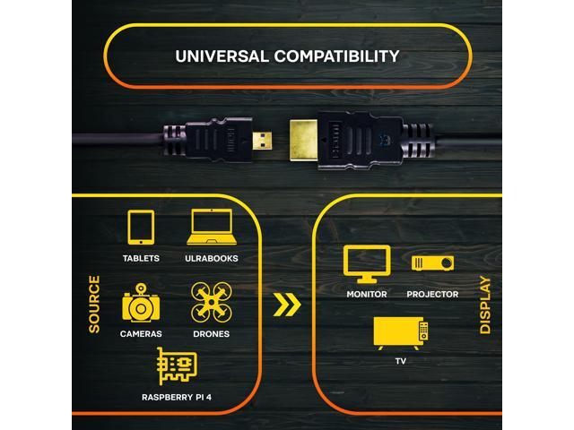 SatelliteSale Digital 1.4 Micro HDMI to HDMI Cable Universal Wire 4K/30Hz 10.2Gbps PVC 2160p Black Cord 6 feet