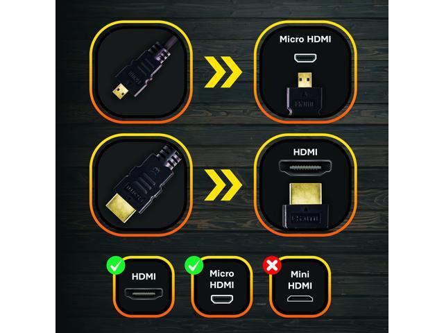 SatelliteSale Digital 1.4 Micro HDMI to HDMI Cable Universal Wire 4K/30Hz 10.2Gbps PVC 2160p Black Cord 3 feet