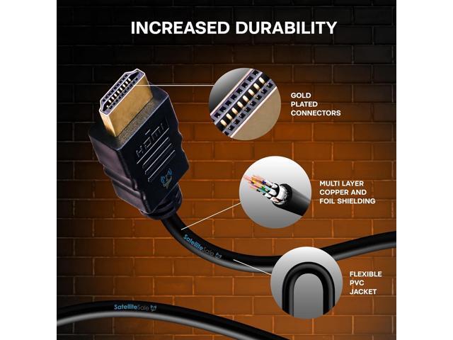 SatelliteSale Digital High-Speed 2.0 HDMI Cable 4K/60Hz 18Gbps PVC 2160p Universal Wire for Media Players TVs Monitors Black Cord 6 feet - image 6