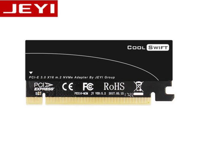 JEYI Cool Swift M.2 PCIE Adapter for PCIE NVMe SSD with Advanced Heat Sink Solution M.2 SSD NVME (m Key) 2280 2260 2242 2230to PCIE 3.0 x 16 Host.