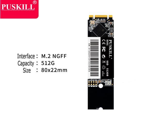 PUSKILL M.2 SSD 2280 NGFF SATA SSD MLC Storage Grain 128GB 256GB 512GB SSD Internal Solid State Drive for Desktop Notebook Silent SSD (2280 512G)