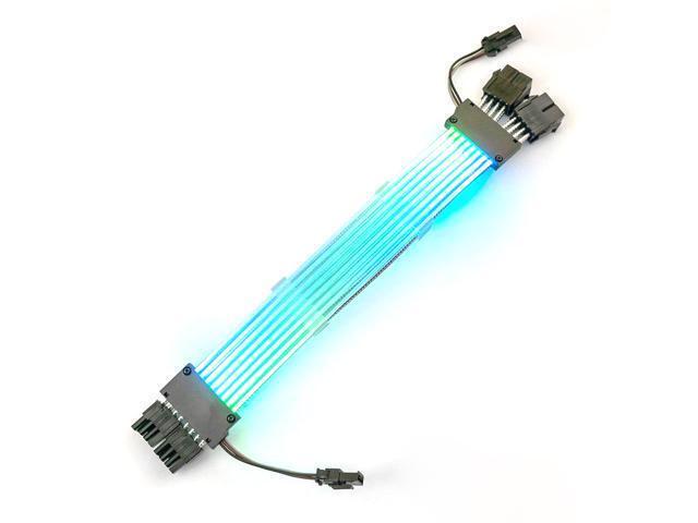 Addressable RGB Graphics Card Extension Cable Kit Sleeved Cable Extension PC Kit 18AWG ATX Power Supply PSU Cable with Combs 24CM-2x8(6+2Pin)Pin...
