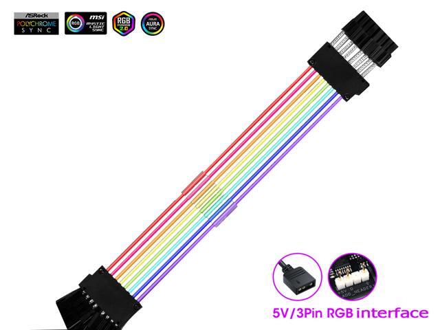 Addressable RGB Graphics Card Extension Cable Kit Sleeved Cable Extension PC Kit 18AWG ATX Power Supply PSU Cable with Combs 24CM-2x8(6+2Pin)Pin...