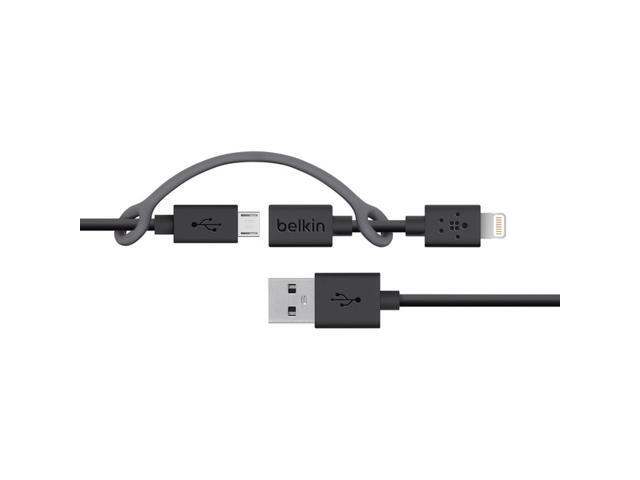 BELKIN COMPONENTS F8J080BT03-BLK MICRO-USB CBL WITH LTG CONNECTOR ADAPTER,3FEET,BLK