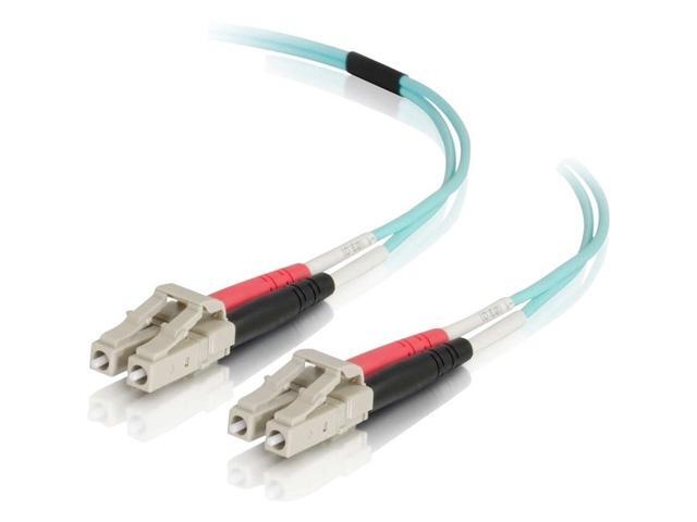 C2G 01005 OM4 Fiber Optic Cable - LC-LC 50/125 Duplex Multimode PVC Fiber Cable, Aqua (29.5 Feet, 9 Meters)