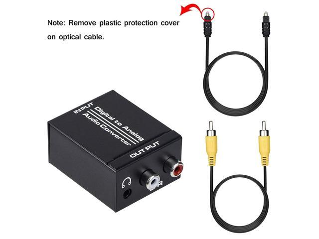 Digital to Analog Audio Converter, Optical SPDIF Toslink Coaxial to Analog Stereo L/R and 3.5mm Jack DAC Converter with Optical &Coaxial Cable and...